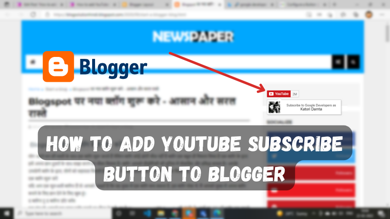 how to add youtube subscribe button to blogger