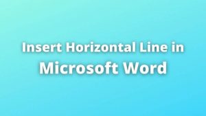 Read more about the article How Can I Add Horizontal Line to Microsoft Word documents?